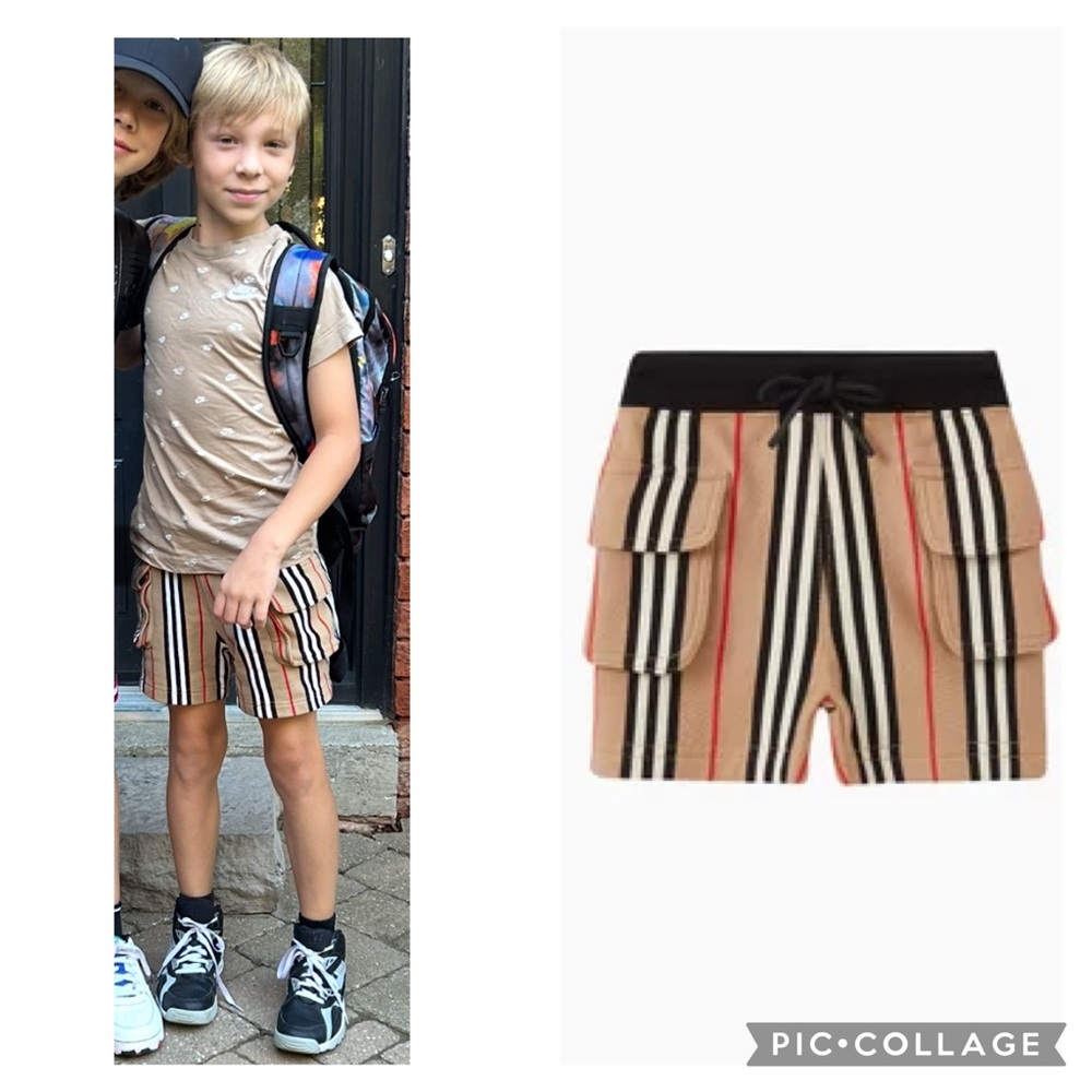 Burberry Tan and Black Cargo Shorts with Iconic Check Pattern boys 10